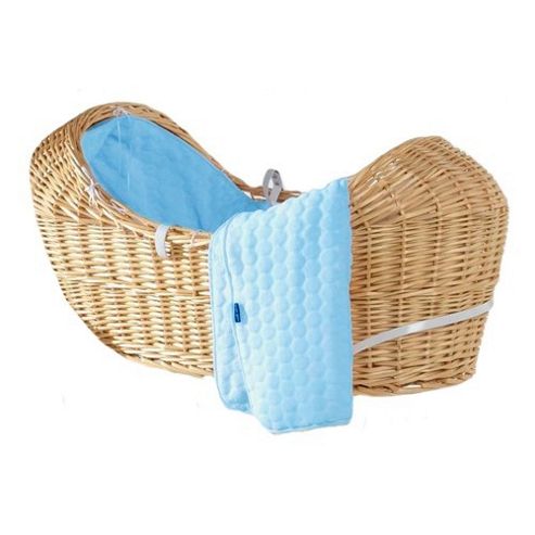 Image of Isabella Alicia Natural Izzy-pod Moses Basket (bubble Blue)