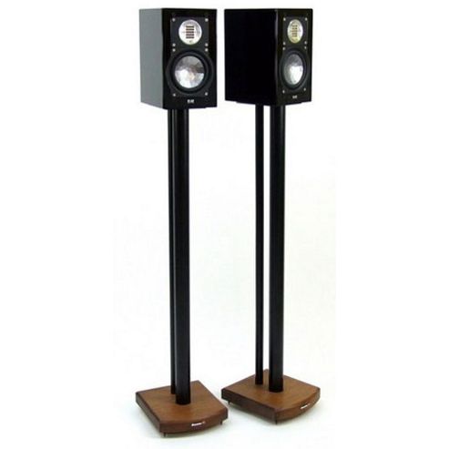 Image of Moseco 10 Black And Dark Oak Speaker Stands