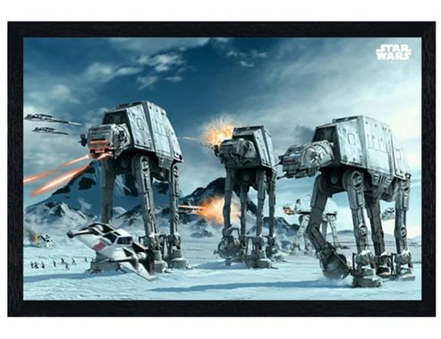 Image of Star Wars Black Wooden Framed Battle On The Planet Hoth Poster