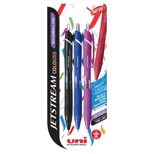 Image of Uni-ball Jetstream Sxn 150c Fashion Pens, Black, Purple & Blue, 3 Pack