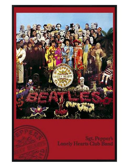 Image of The Beatles Gloss Black Framed Sgt. Pepper's Lonely Hearts Club Poster