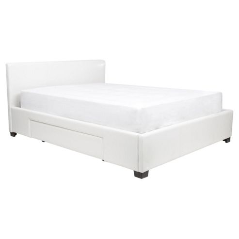 Image of Eden Small Double Faux Leather Storage Bed Frame, White