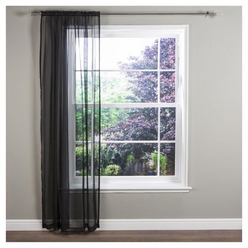 Image of Crystal Voile Slot Top Curtains W137xl122cm (54x48"), - Black