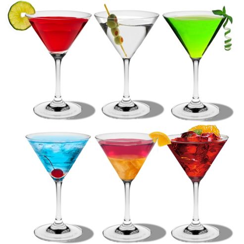Image of Martini Cocktail Drinking Glasses - Box Of 6 - Colour Retail Gift Box - 200ml