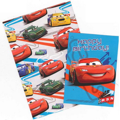 Image of Gem Disney Cars Wrapping Paper, Birthday Card And Gift Tags Pack