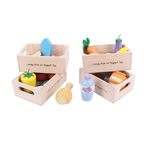 Image of Bigjigs Toys Bj317 Wooden Play Food Healthy Eating Fish Set