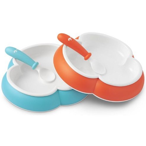 Image of Babybjorn Plate And Spoon 2 Pack (orange/turquoise)