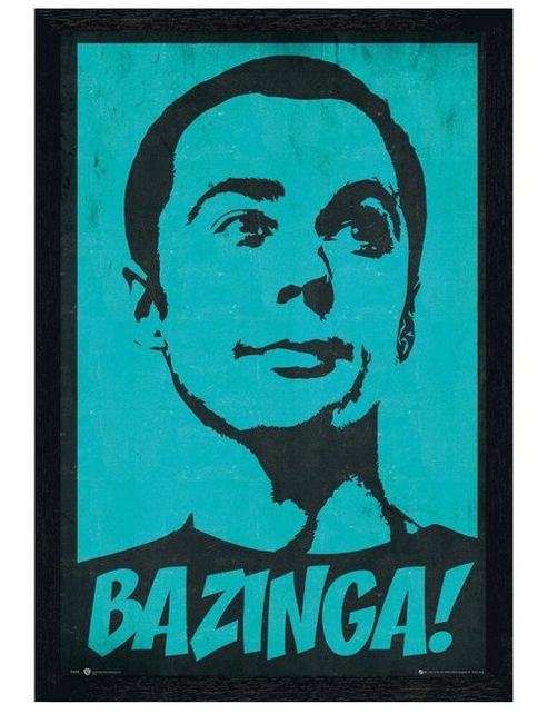Image of Black Wooden Framed The Big Bang Theory Sheldon Cooper Bazinga! Poster