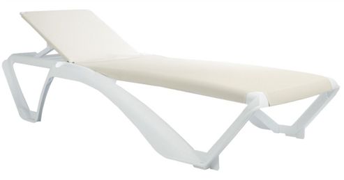 Image of Resol Marina Sun Lounger - White Frame With Cream / Natural Canvas Material