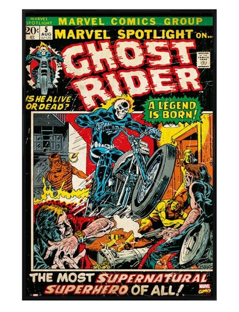 Image of Gloss Black Framed Marvel Comics Ghost Rider Poster