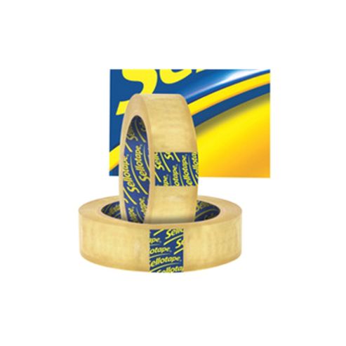 Image of Sellotape Original Golden Tape Roll Non-static Easy-tear Small 18mmx33m Ref 1443251 [pack 8]
