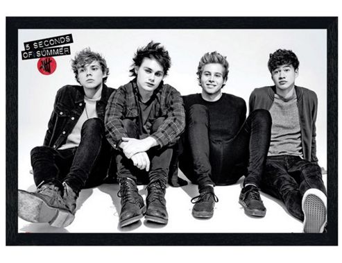 Image of Black Wooden Framed 5 Seconds Of Summer The Boys In Monochrome Poster