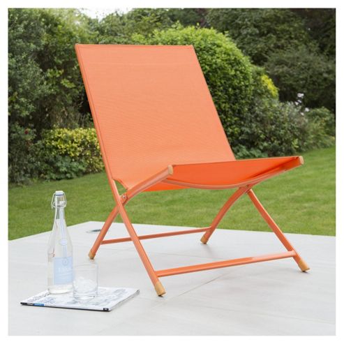 Image of Metal Frame Folding Deckchair, Orange