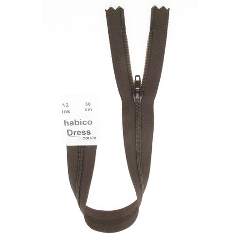 Image of Dress Zip - 30cm - Brown