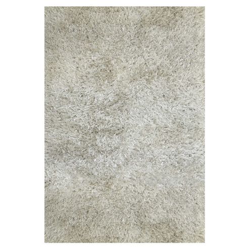 Image of Inrugs Agra White Shaggy Rug - 230cm X 160cm (7 Ft 6.5 In X 5 Ft 3 In)
