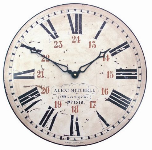 Image of Roger Lascelles Clocks Station Wall Clock With 24 Hour Numerals