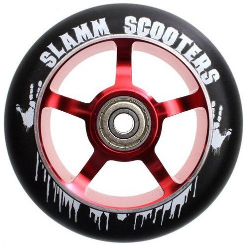 Image of Slamm 100mm Essential Spoke Metal Core Scooter Wheel And Bearings - Red
