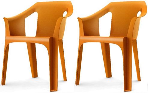 Image of Resol "cool" Garden Outdoor / Indoor Designer Plastic Chairs - Orange - X2