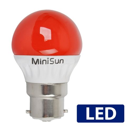 Image of Minisun Bc B22 4w Red Led Golfball Bulb Cool White / Daylight