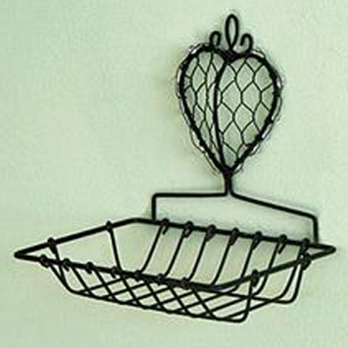 Image of Heart - Metal Wall Mounted Soap Dish / Small Shelf - Black