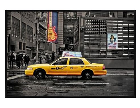 Image of New York City Gloss Black Framed Cab On 7th Avenue Poster