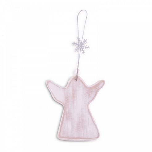 Image of Rustic Finish Wooden Angel Christmas Tree Decoration Or Bottle Gift Tag