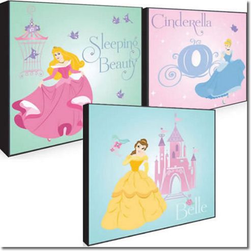 Image of Disney Princess Box Art - Set Of Three Canvas Art