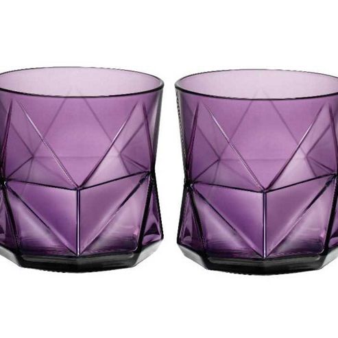 Image of Bormioli Rocco Cassiopea Tumblers Glasses - 330ml - 11.25oz - Amethyst Purple- Set Of 2