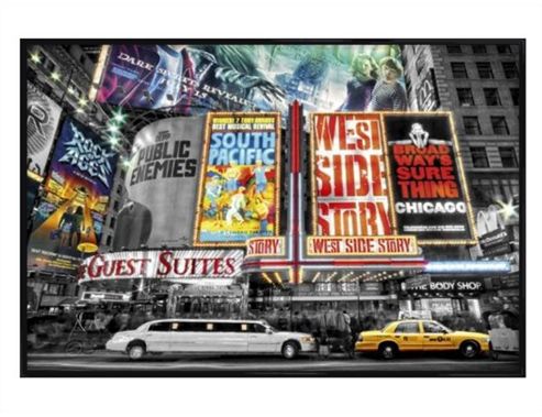Image of The Theatre Signs Of New York City Gloss Black Framed On Broadway Poster