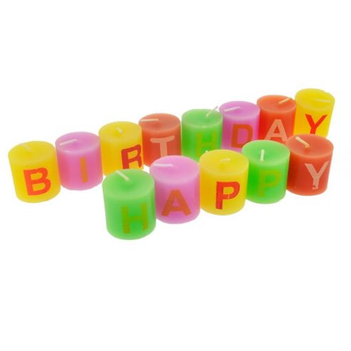 Image of Set Of Small Individual 'happy Birthday' Celebration Candles (pink Version)