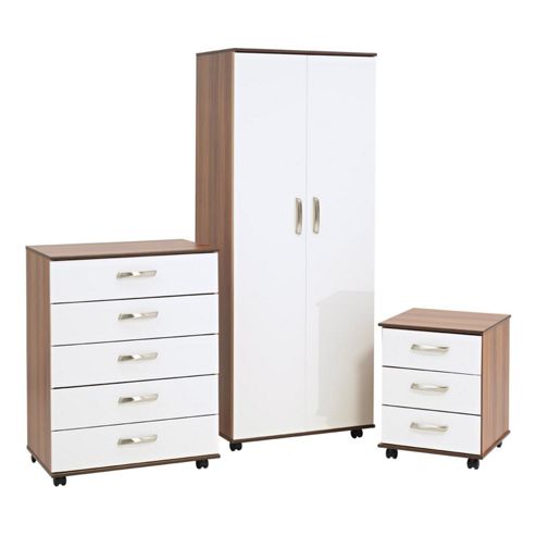 Image of Ideal Furniture Regal Bedroom Collection - American Walnut / White Gloss