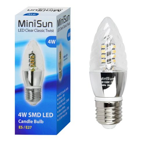 Image of Minisun Es 4w 36 Smd Led Classic Twist Candle Bulb 2700k 330lm