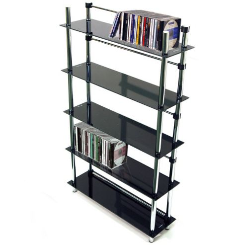 Image of Techstyle 5 Tier Dvd / Cd / Media Storage Shelves - Black