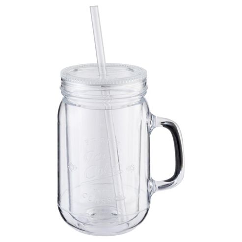 Image of Tesco mason Jar Clear With Straw