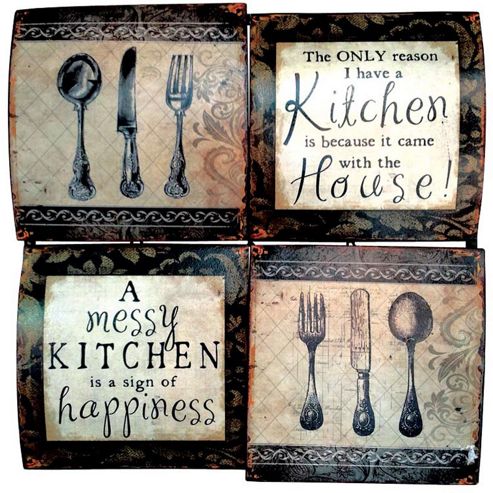 Image of Kitchen - Metal Decorative Wall Art / Plaque - Brown / Cream