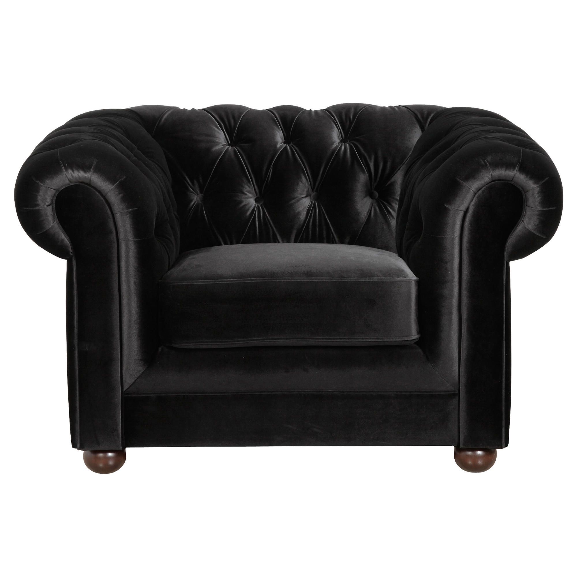 Chesterfield Velvet Armchair Black at Tesco Direct