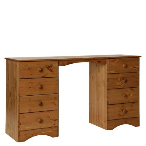 Image of Altruna Scandinavian Double Pedestal Dressing Table - Pine