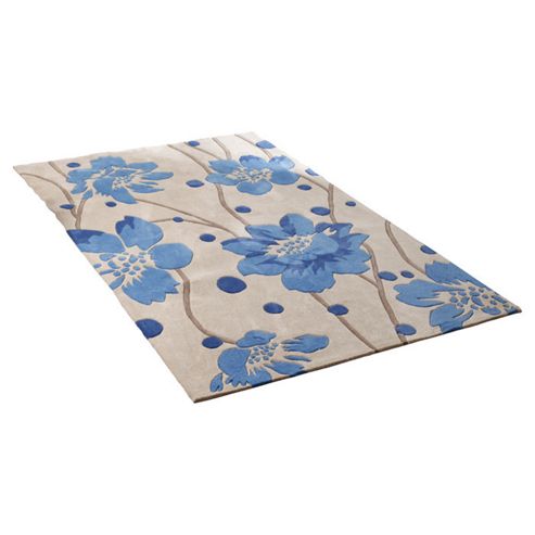 Image of Oriental Carpets & Rugs Hong Kong Beige/blue Tufted Rug - Runner 225cm L X 65cm W