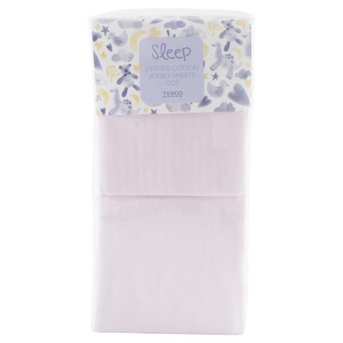 Image of Tesco cot 2 Fitted Sheets, Pink