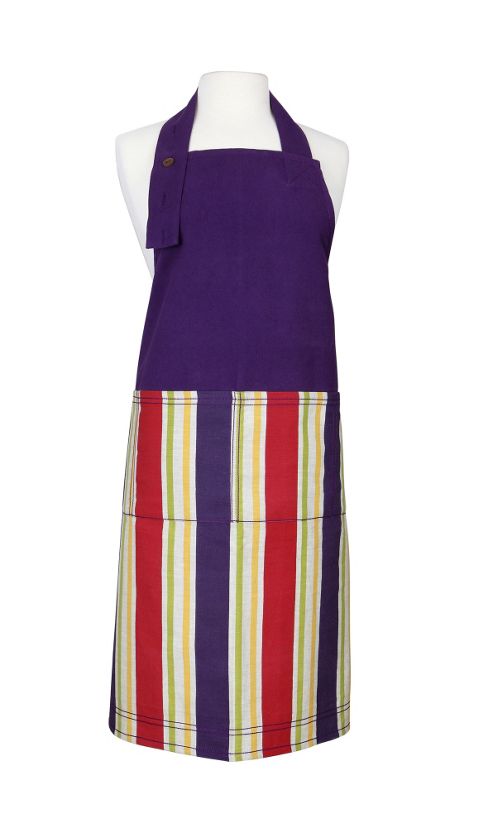 Image of Rushbrookes Paintbox Aubergine Striped Apron