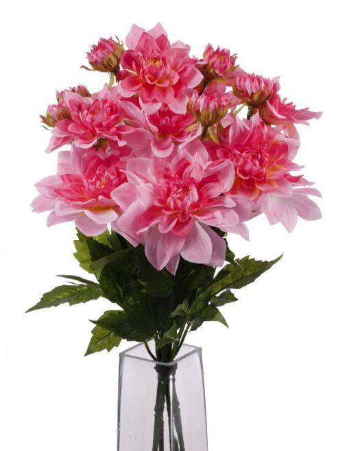 Image of Artificial 70cm Single Stem Multi Headed Pink Dahlias X 6