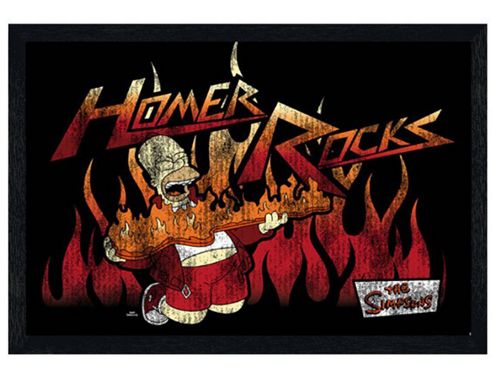 Image of The Simpsons Black Wooden Framed Homer Rocks Poster