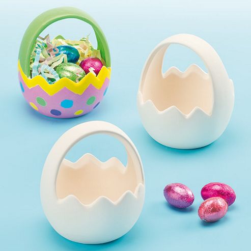 Image of Kids Easter Crafts Ceramic Egg Baskets(pack Of 4)