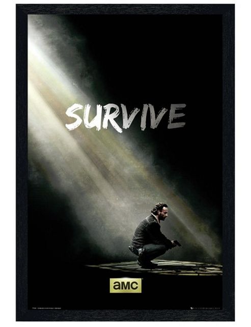 Image of Black Wooden Framed The Walking Dead Survive Poster
