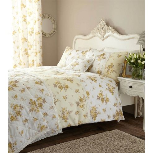 Image of Catherine Lansfield Annabella Lined Curtains 66x72 Inches - Lemon