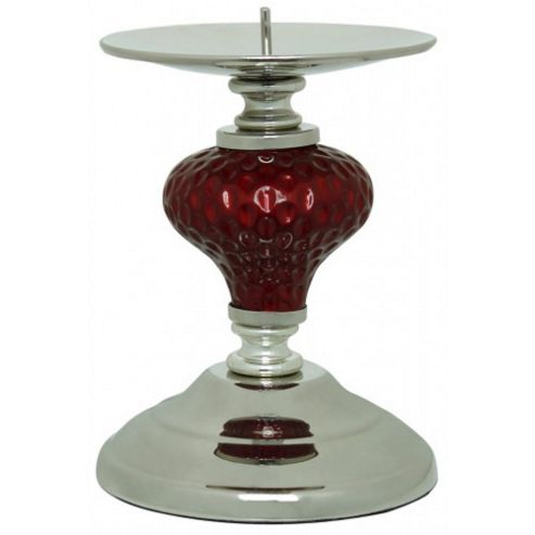 Image of Bahama - Metal Decorative Candle Holder - Red / Silver