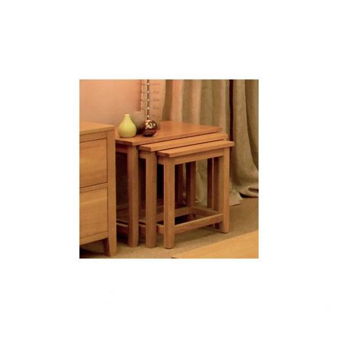 Image of Rustic Retreat Nadine Oak 3 Piece Nest Of Tables