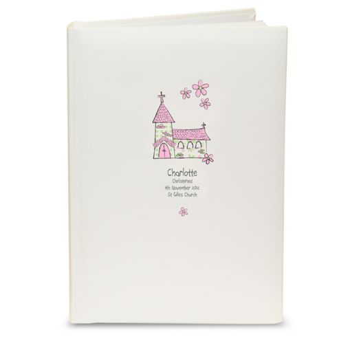 Image of Personalised Whimsical Pink Church Photo Album With Sleeves