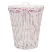 Tesco White Wicker Lined Laundry Bin