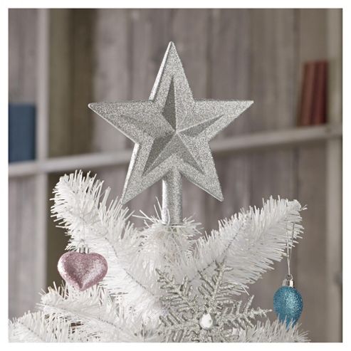 Image of Tesco Silver Glitter Tree Topper, Blue & Green